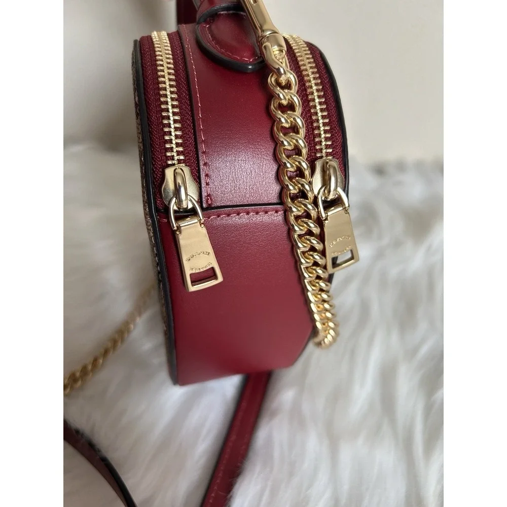 Coach Heart Crossbody Bag Signature Canvas Cherry Print Brown Red CF381 - Picture 7 of 10